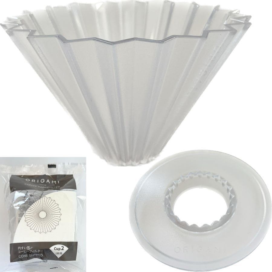 "ORIGAMI Air S Dripper Set for 1-2 Cups with Holder and Paper Filters - Stylish Resin Coffee Brewing