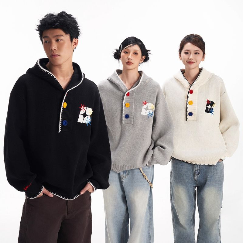 เสื้อกันหนาวมีฮู้ดสำหรับผู้ชาย สไตล์ย้อนยุคแบบอเมริกันที่ทันสมัย