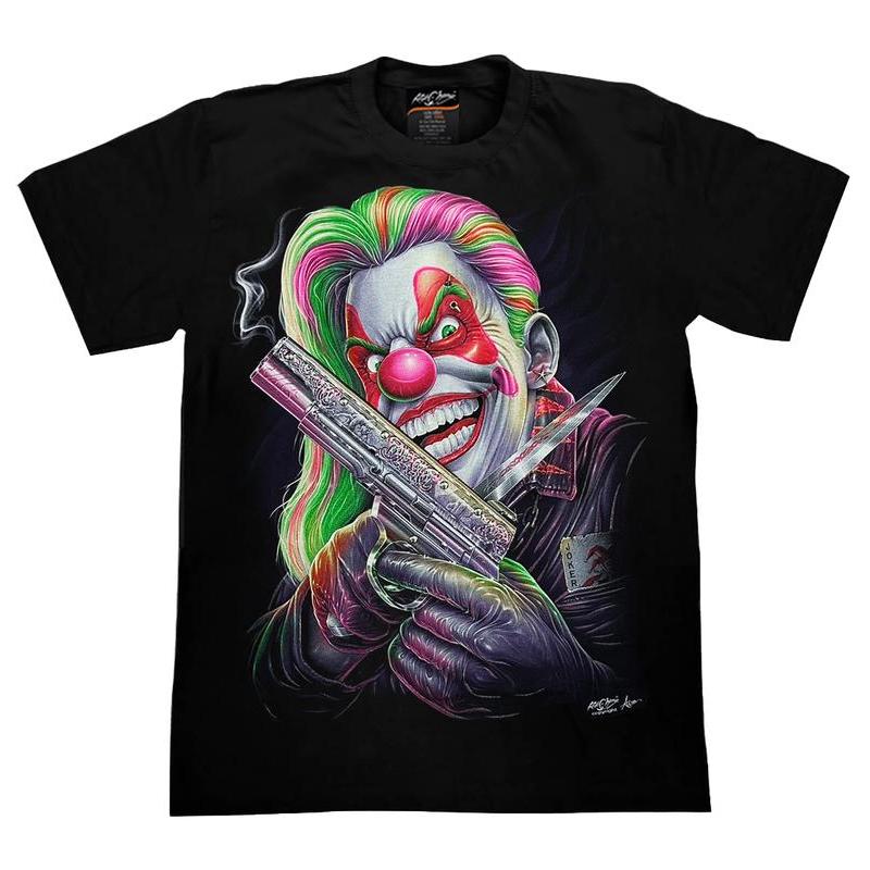 เสื้อยืดลาย Joker Rock Chang T-shirt แบรนด์แท้ งานเจาะติดจิว ติดหมุด สกรีนนูน 4D Glow in the dark สก