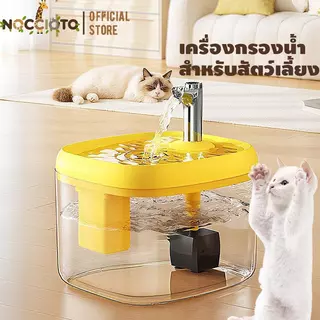 NOCCIOTO น้ำพุสำหรับสัตว์เลี้ยงอัตโนมัติ น้ำพุสำหรับแมว ใส ไร้เสียง ตัวกรองน้ำในตัว ถังน้ำ 1.5 ลิตร