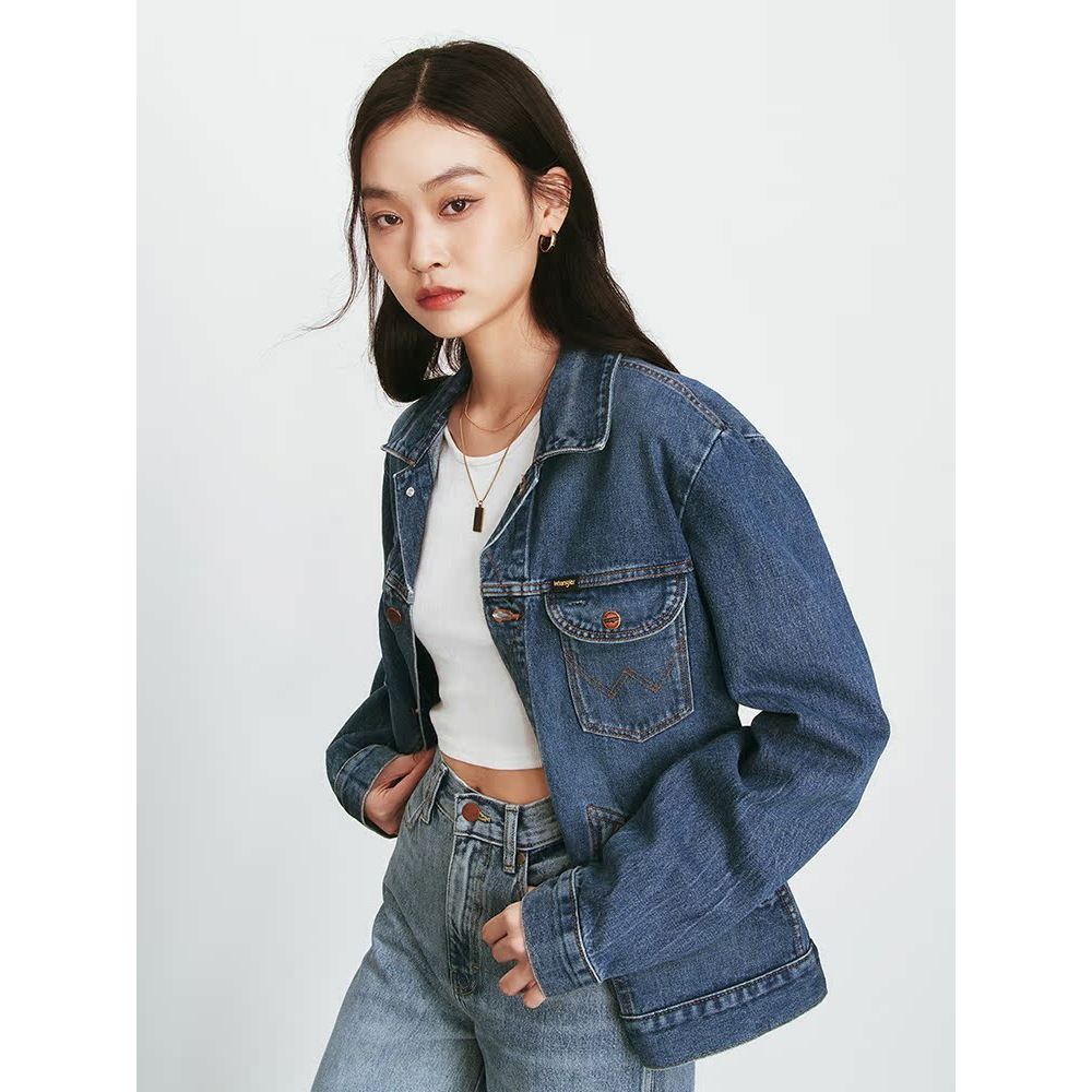Wrangler Wrangler ICONs Genderless ผู้ชายผู้หญิงคู่ทํางาน Commuter Pure Cotton Denim Jacket Jacket