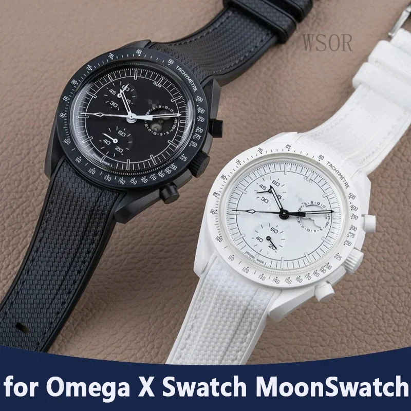 สําหรับ Omega X Swatch Joint MoonSwatch 20 มม.ดําน้ําโค้ง End สร้อยข้อมือยางซิลิโคนเข็มขัดสําหรับ Rolex นาฬิกาผู้ชายผู้หญิง