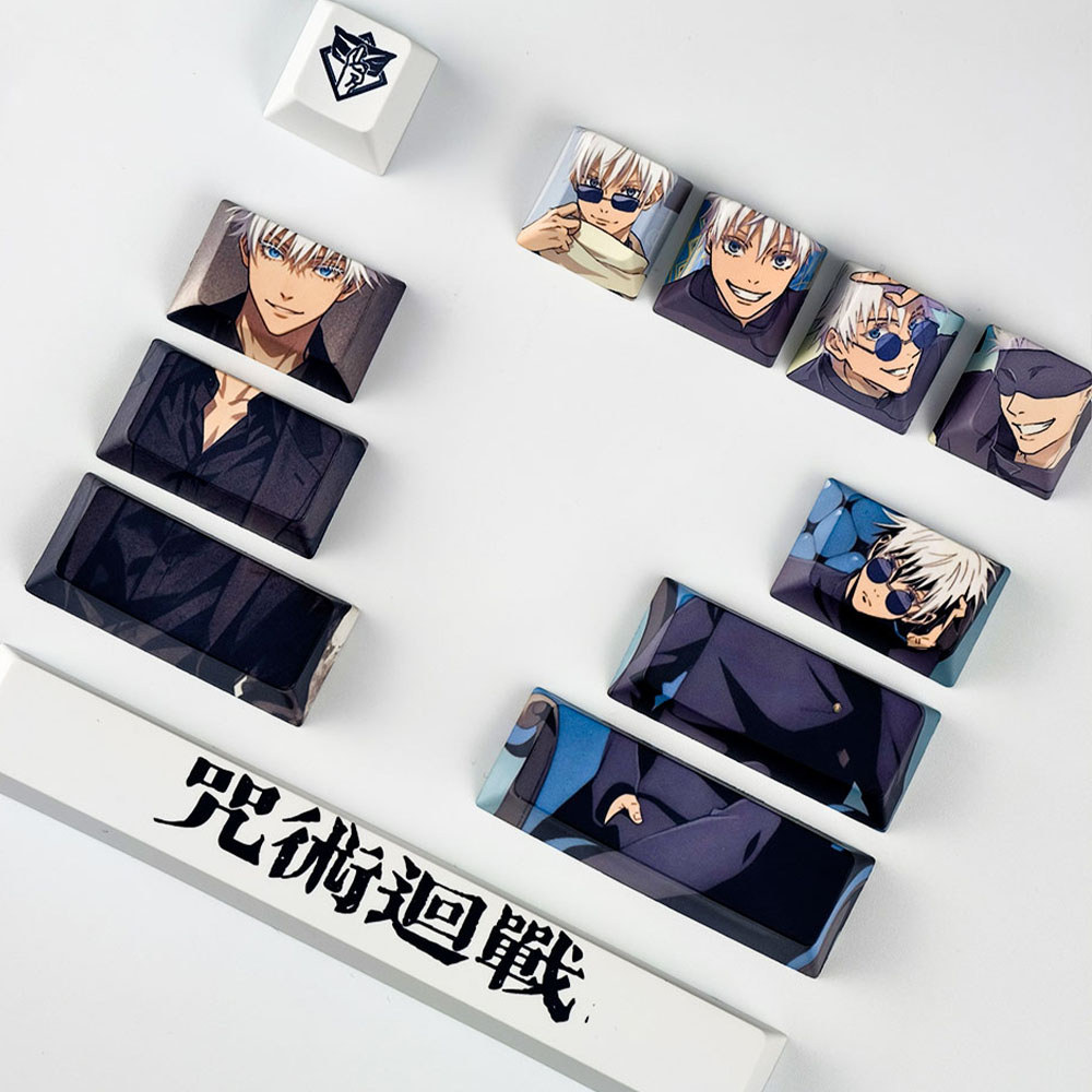 Gojo Satoru Keycaps โปรไฟล์เชอร์รี่ 12 ชิ้น PBT Dye Sublimation Mechanical Keycaps Aula Madlion Wooting Jujutsu Kaisen อะนิเมะ DIY Creative Cool Keycaps ราคา ถูกที่สุด ดีลบีเคเค แกลเลอรีภาพที่ 4
