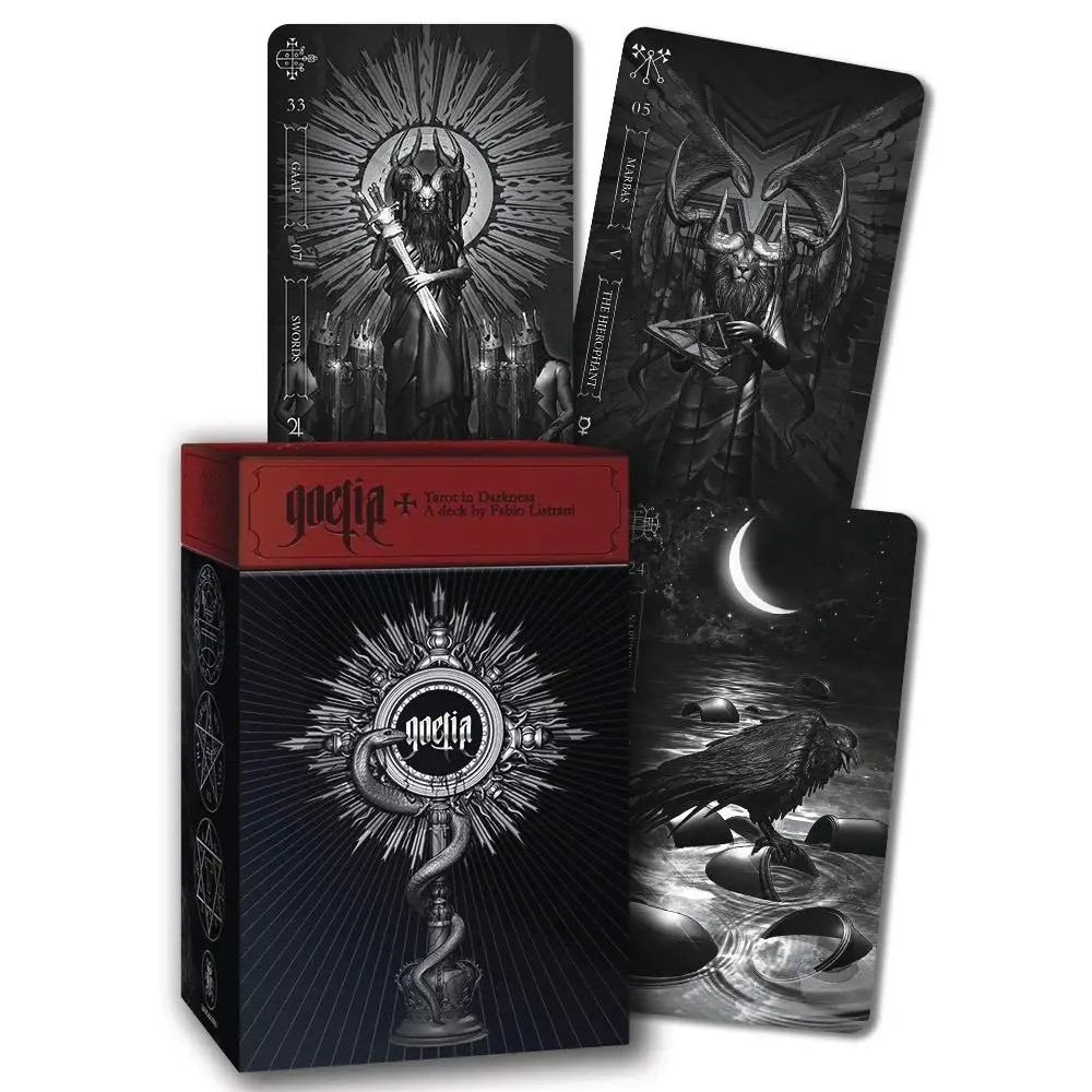 Goetia Tarot In Darknessไพ่ทาโรต์Tarot DeckตารางOracleสําหรับDivination Fateเวอร์ชันภาษาอังกฤษเกมกระ