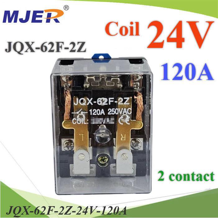 เพาเวอร์ รีเลย์ JQX-62F-2Z คอยล์ 24V AC ตัดต่อวงจรไฟฟ้า 120A 250VAC 2 Contact