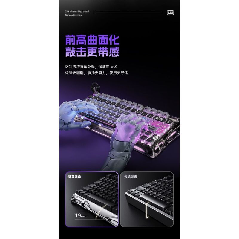 Gravity Planet K1PRO Cyberpunk Mechanical Keyboard คอมพิวเตอร์สามโหมด RGB ที่กําหนดเองเกมสํานักงานเก