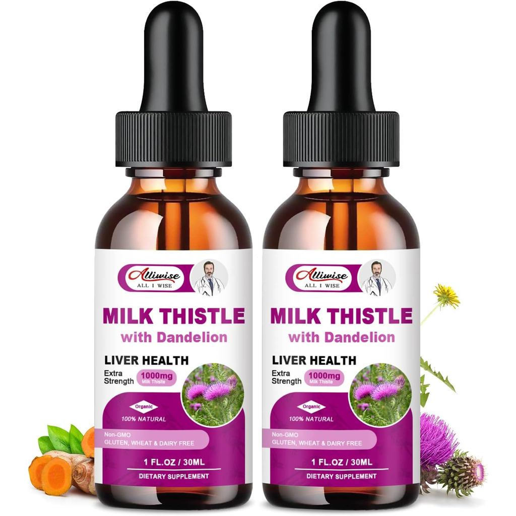 Liver Health Support Liquid, 1000mg Milk Thistle 80% Silymarin Extract & 250mg Dandelion Root Extrac