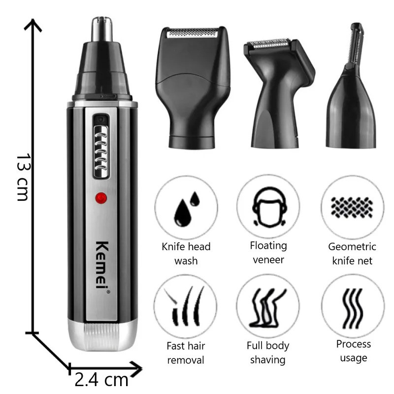 4 in 1 Trimmer สําหรับชายไฟฟ้าจมูกและหู Trimmer ชาร์จ Trimmer สําหรับผมเคราจมูกและหูทําความสะอาด Gro
