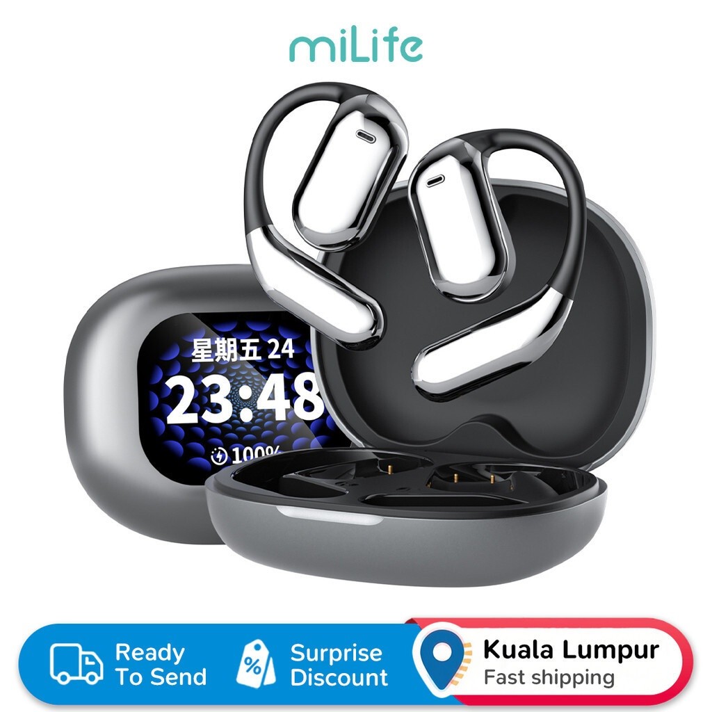 Milife ColorTouch OpenEar Q16 Pro | Spatial Audio + 40Hrs Playtime + Touchscreen | Sports/Commute/Ga