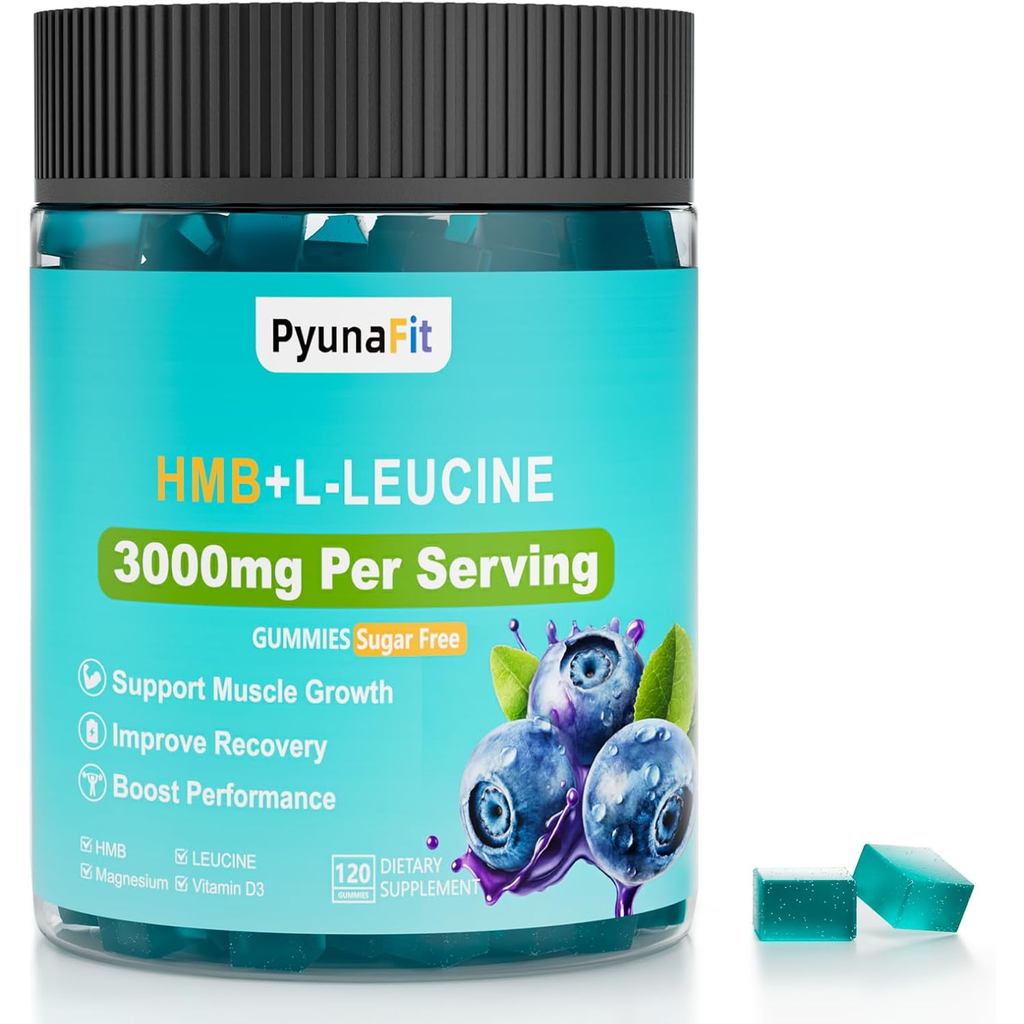 HMB Leucine อาหารเสริม Gummies, L-Leucine HMB พร้อมวิตามิน D3 แมกนีเซียมเคี้ยวสําหรับผู้ชายและผู้หญิ