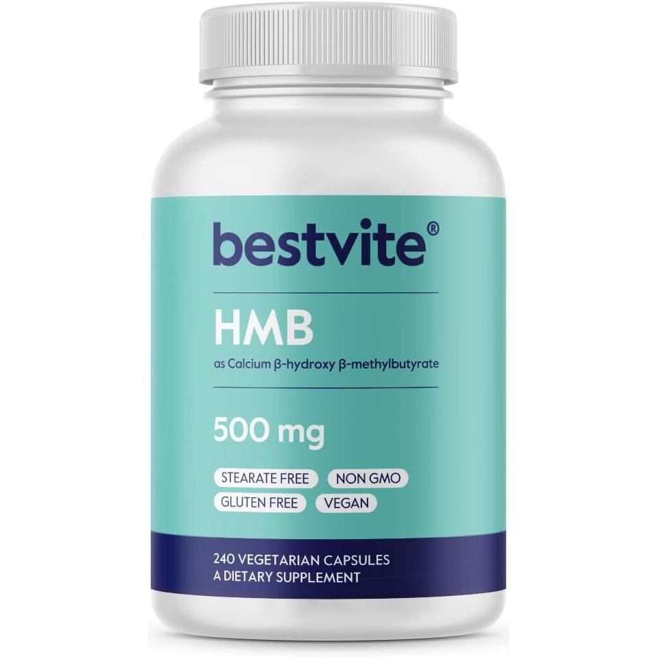 BESTVITE HMB 1000 มก. ต่อเสิร์ฟ (แคปซูลมังสวิรัติ 240 แคปซูล) - ไม่มีเทรต - มังสวิรัติ - ไม่ใช่ GMO 