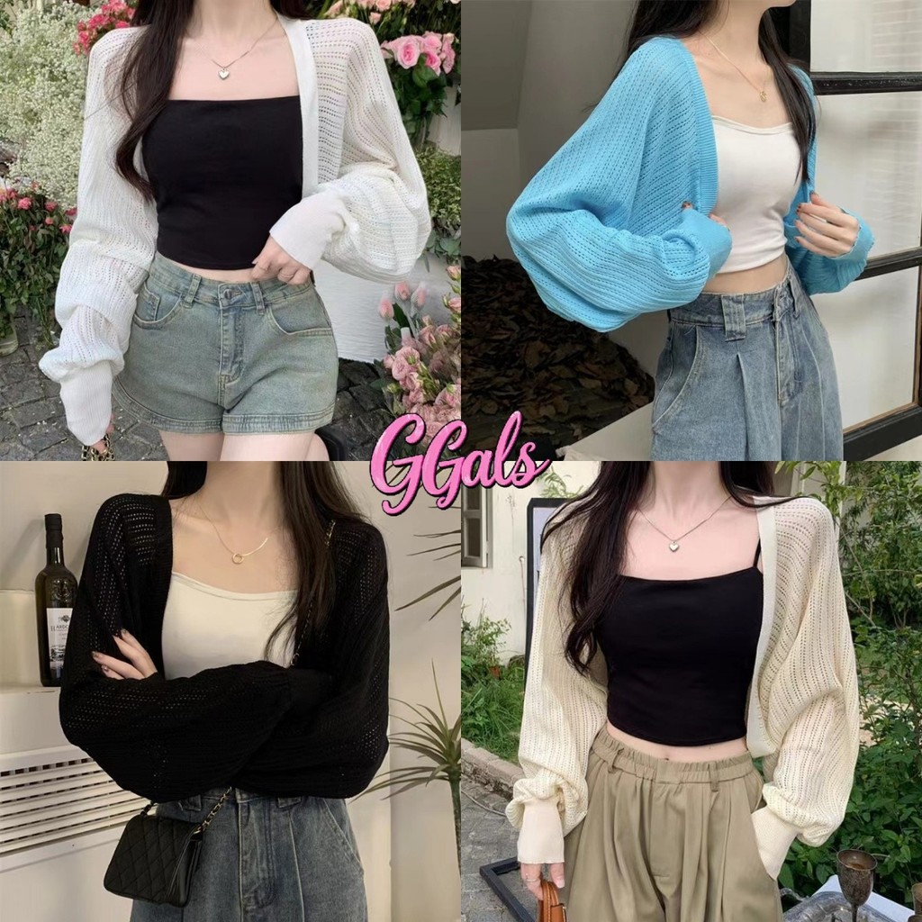 🌸GGals🌸เสื้อคลุมถักไหมพรมแขนยาว สไตล์เกาหลี เข้ากับทุกการแต่งกาย บางเบาใส่สบาย มีของพร้อมส่ง