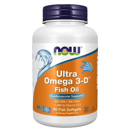 NOW Foods, Ultra Omega 3-D, 600 EPA / 300 DHA, 90 Fish Softgels