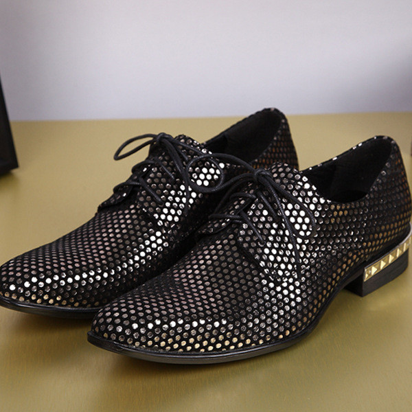 Golden Japan FIUME ธุรกิจรองเท้าหนังผู้ชายลําลอง Lace-Up Low-Top ของแท้หนัง Brock น้ําหนักเบาสบายรอง