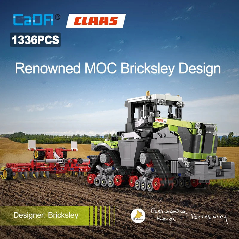Cada 1336pcs 1:32 ที่มีชื่อเสียง Claas City รถการเกษตร Building Block Mocley Bricks Design รถบรรทุกอ