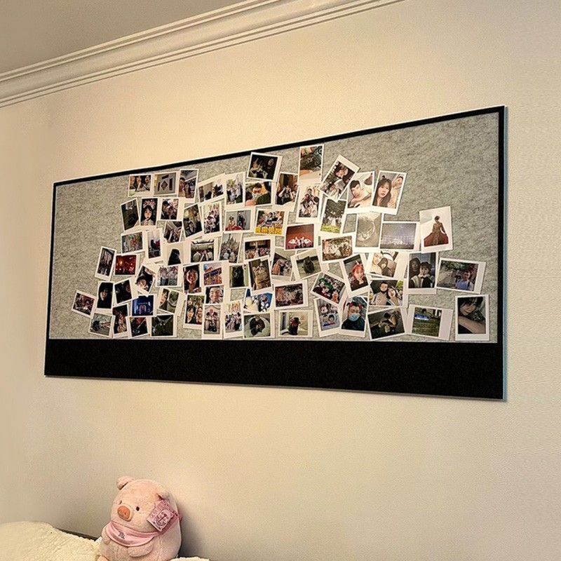 Felt Board สติ๊กเกอร์ติดผนัง Photo Wall เจาะรูฟรีกระดานข้อความ Cork Board แขวนผนังกระดานติดผนังตกแต่