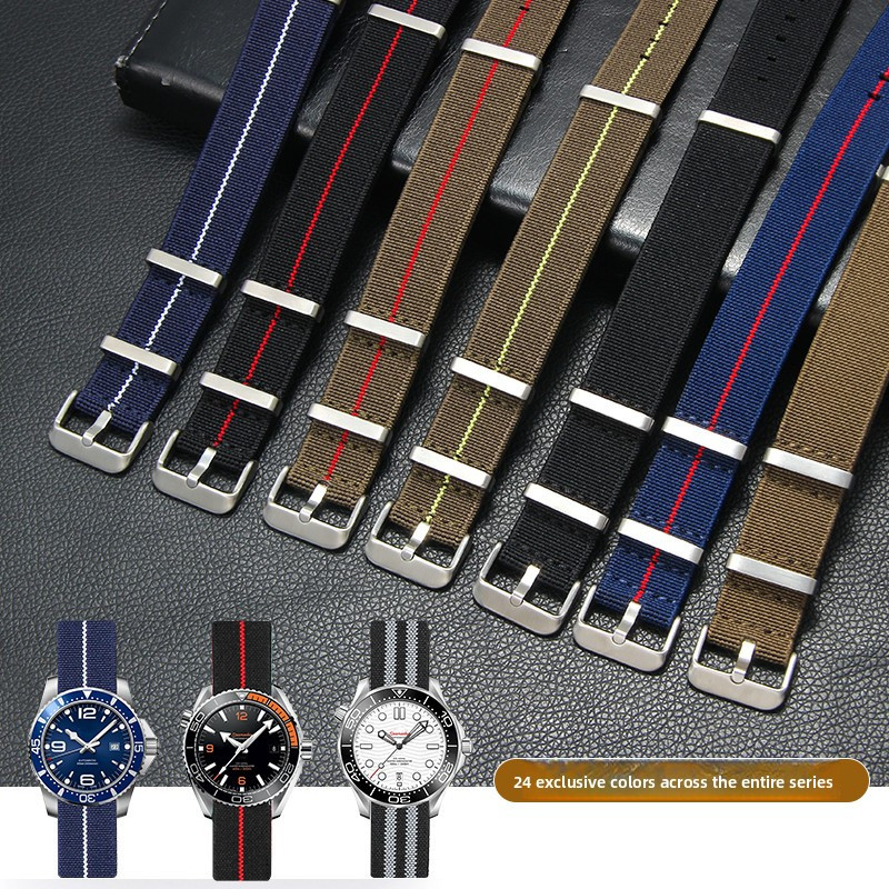 18/20/22mm NATO Nylon Strap Multi-Brand Universal Bandทอสายรัดข้อมือผ้าใบ