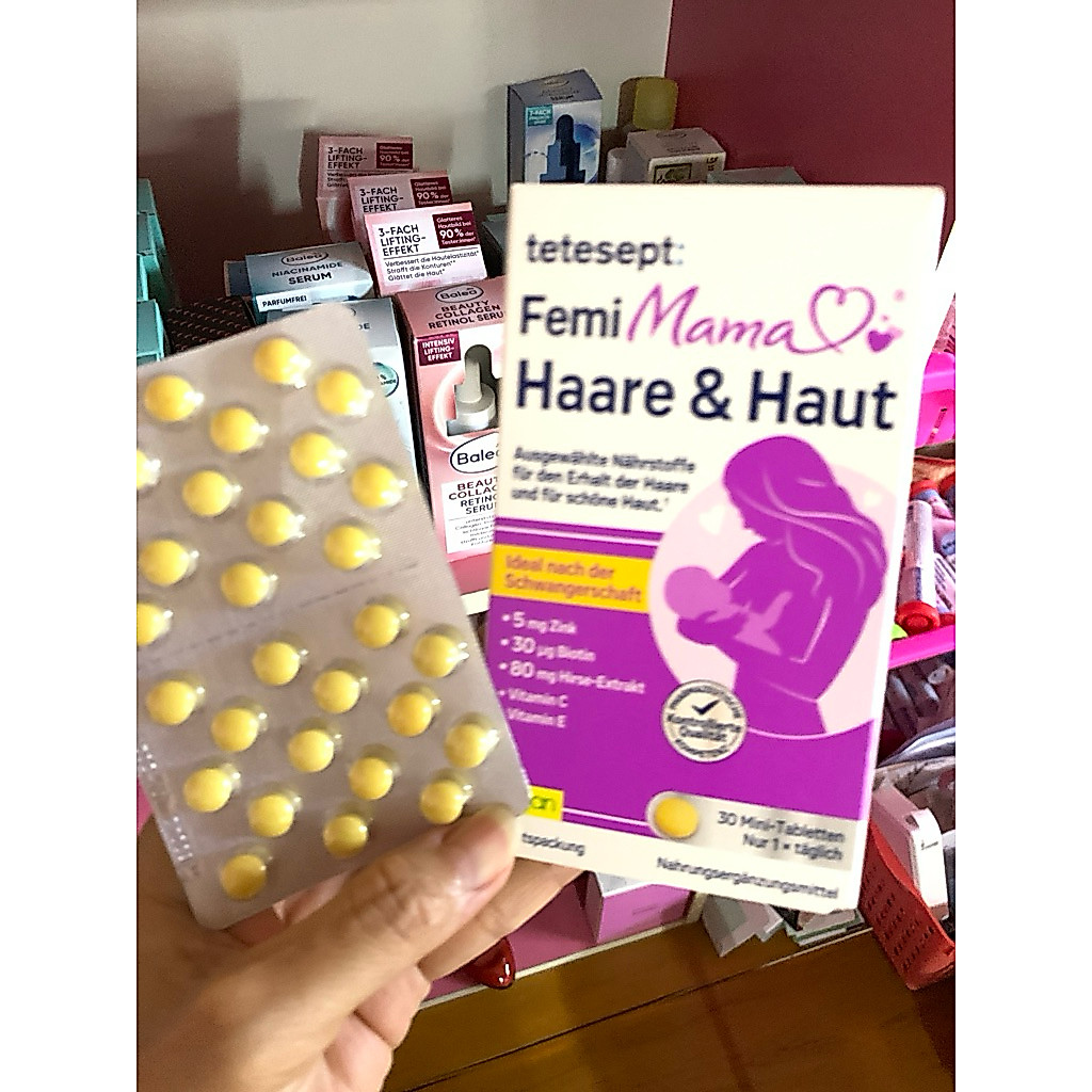 แพ็คเก็ตใหม่ วิตามินบำรุงผม ผิว แม่หลังคลอดและให้นมจากเยอรมัน tetesept Femi Mama Hair & Skin 30เม็ด