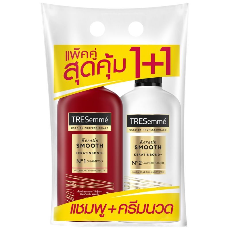 เทรซาเม่แชมพูเคราตินสมูทเคเอส 370มล. แพคพิเศษแชมพูแถมครีมนวดผม 370มล. Tresemme Keratin SH 370ml Pack [8851932420228 ]