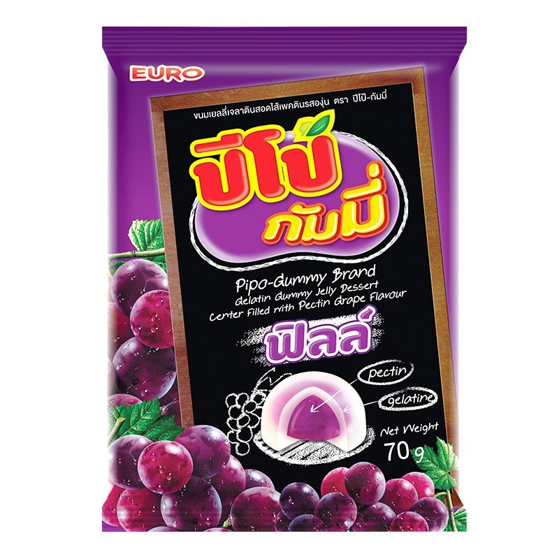 ปีโป้กัมมี่ฟิลล์เยลลี่เพคตินสอดใส้รสองุ่น 70กรัม PeepoGummy Filed GrapeFlavour [หมายเลขบาร์โค้ด 8850425006796]