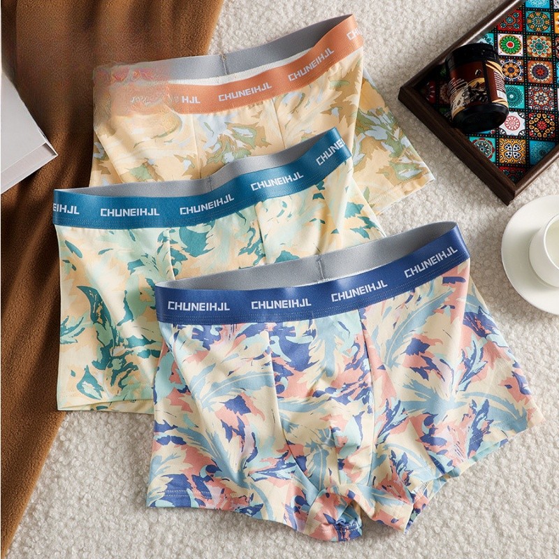 ใหม่พิมพ์กลาง-Rise Breathable Plus ขนาดผู้ชาย Comfort Cotton Boxer Briefs