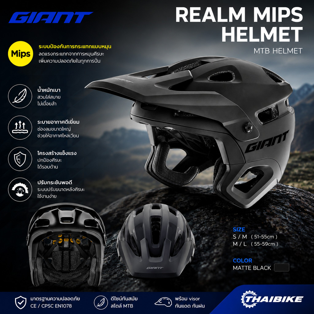 หมวกกันน็อคจักรยานเสือภูเขา GIANT รุ่น REALM MIPS Helmet MTB Helmet