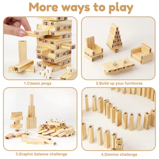 GeeToy Big 54 ชิ้นบล็อกตัวต่อดิจิตอลซ้อน Balance Tower ครอบครัวเกมกระดานแบบโต้ตอบของเล่นเพื่อการศึกษาสําหรับเด็ก