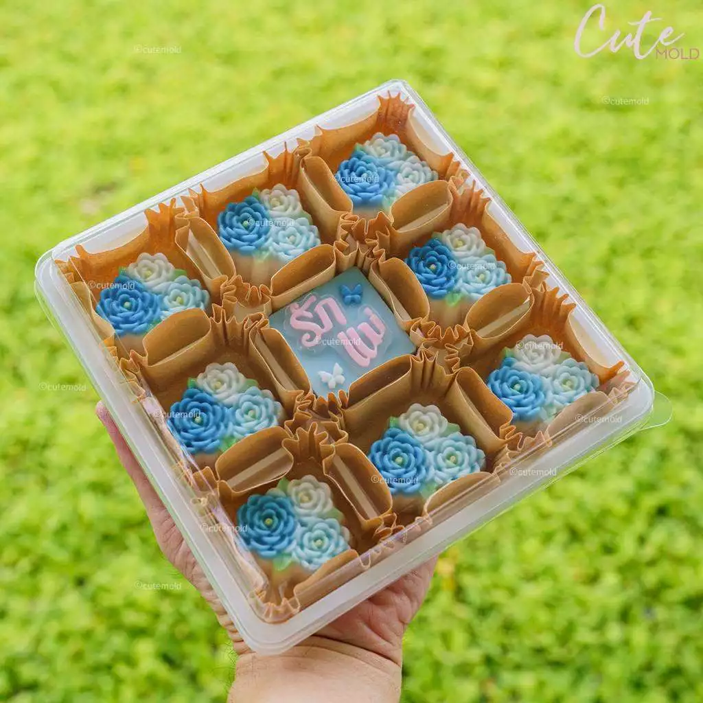 12ชิ้น// โหล พิมพ์ซิลิโคน พิมพ์วุ้น ขนมชั้น 5ซม ดอกมะลิ มะลิพวง วันแม่