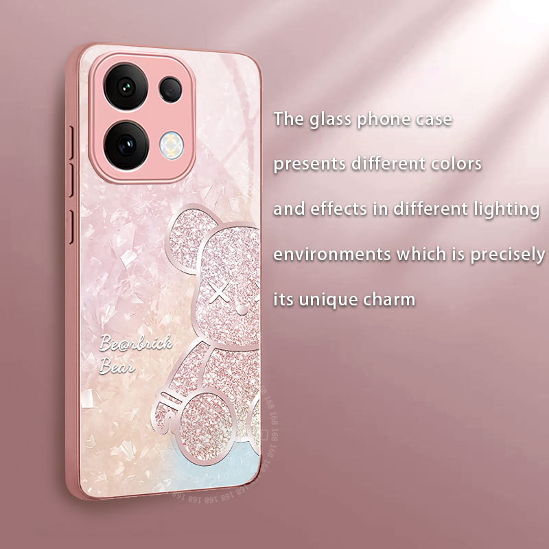 เคส OPPO Reno 16 5G เคส OPPO Reno 16 Pro 5G ลายหมี แบร์บริก หมีน่ารัก กากเพชร กันกระแทก พร้อมขอบซิลิโคนอ่อน หรูหราพร้อมฝาหน้าโทรศัพท์แบบกระจกเหลว