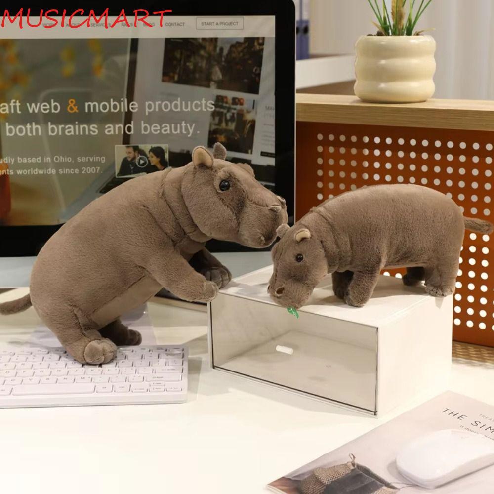 MUSICMART Hippo, การ์ตูนRealistice Hippo Plush Toy, Kawaii สไตล์จําลองตุ๊กตาตุ๊กตา 20 ซม.Hippopotamu