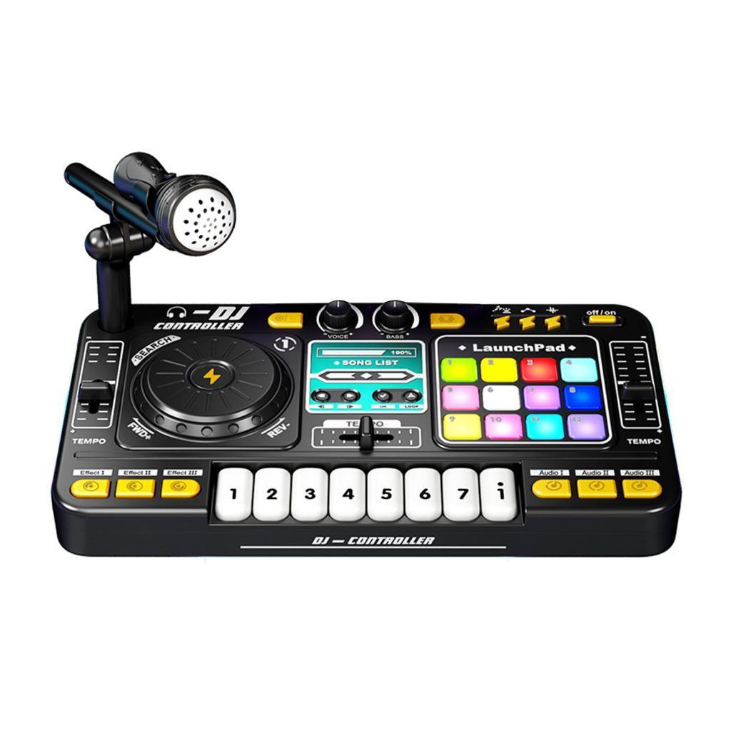 Hengyus DJ Controller สําหรับเด็ก Disc Player คีย์บอร์ดอิเล็กทรอนิกส์ BT Mixer Table พร้อมไมโครโฟนแบ
