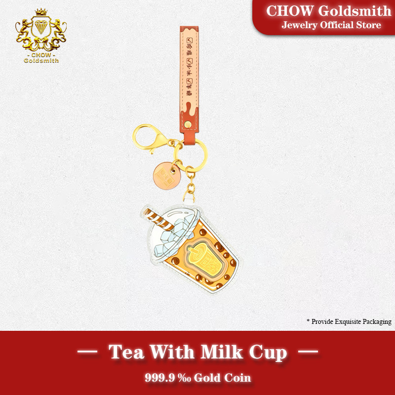AF1 CHOWGoldsmithPure Gold Milk Tea Cup 0.2g Gold Bar Solid Gold 999 Gold Piece จี้