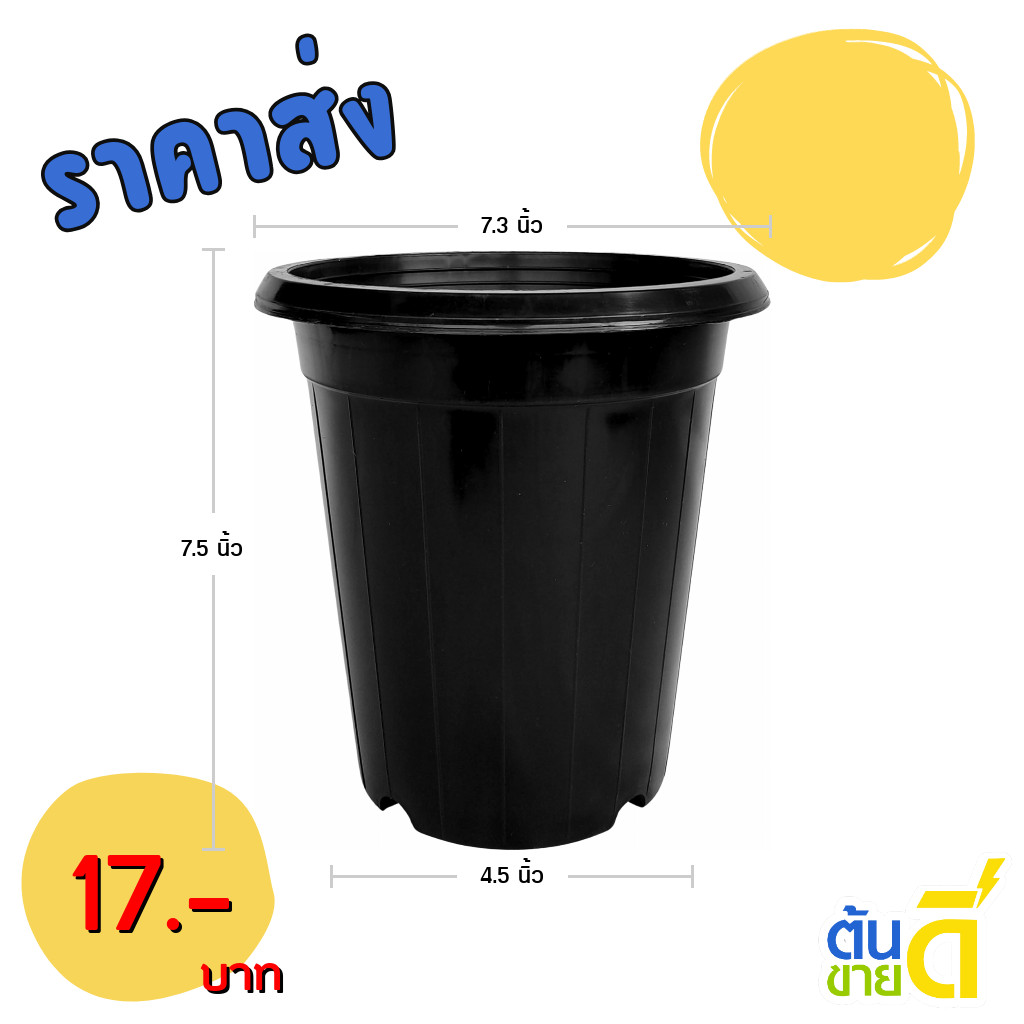กระถาง กระถางต้นไม้ กระถางทรงสูง ขนาด เบอร์ 7 7.3 นิ้ว สีดำ 10 ใบ ชิ้น อัน ขั้นต่ำ 10 ใบ ชิ้น อัน
