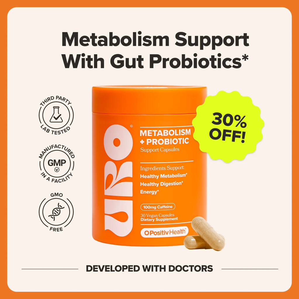 URO - Metabol Support Capsule พร้อมโปรไบโอติก วิตามินบี 12 สารสกัดเมล็ดกาแฟเขียว และคาเฟอีน - สําหรั