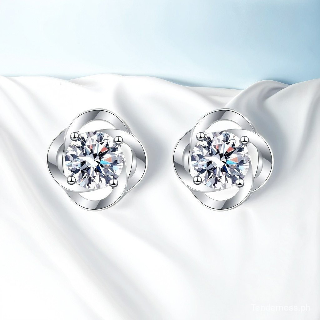 จริง Moissanite Four Claw Rose Design Stud ต่างหู D VVS1 ตัดเลิศพร้อมใบรับรอง GRA 925 เงินสเตอร์ลิงแ