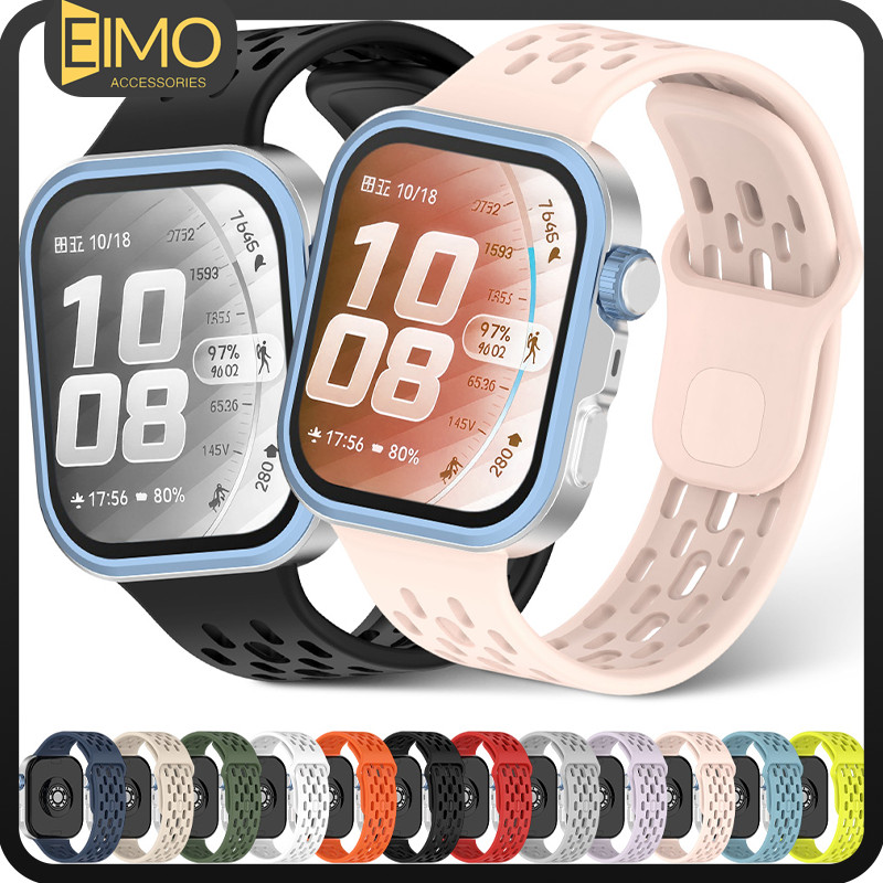 สายซิลิโคนกีฬาอ่อน for Huawei Watch Fit 5 5 Pro 4 4 Pro 3 สาย สายยางทดแทน สายรัดข้อมือที่ระบายอากาศ