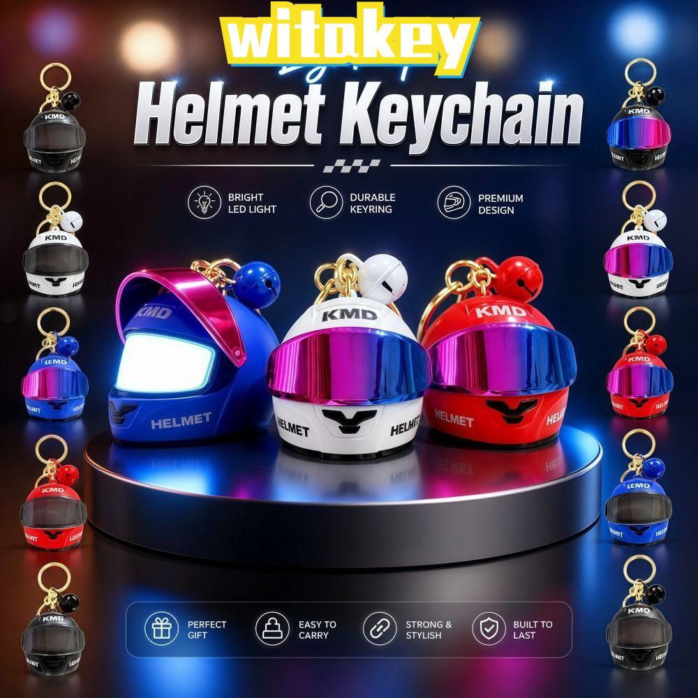 WITAKEY พวงกุญแจหมวกกันน็อค Light-up จี้ไฟกลางคืนขนาดเล็ก สุดเท่ น้ำหนักเบา อเนกประสงค์ สำหรับตกแต่งกระเป๋า/เป้