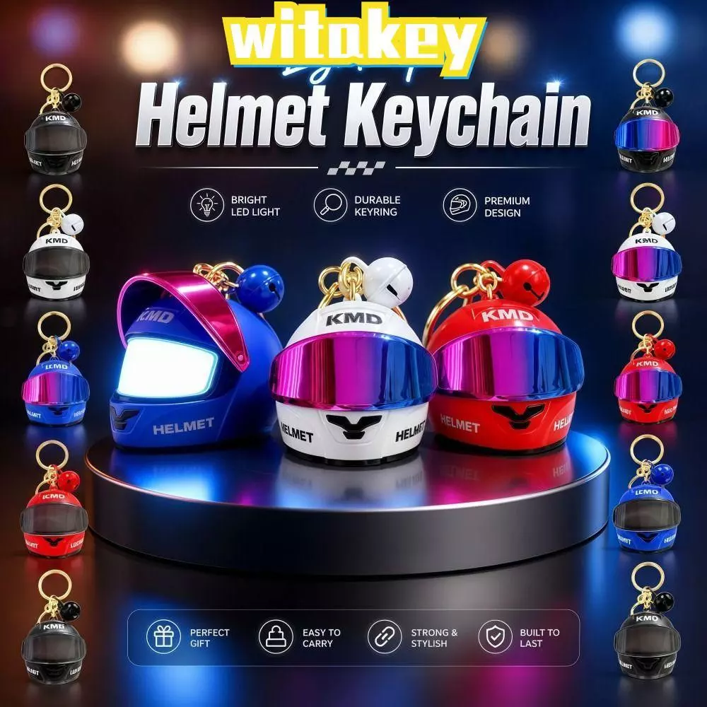 WITAKEY พวงกุญแจหมวกกันน็อค Light-up จี้ไฟกลางคืนขนาดเล็ก สุดเท่ น้ำหนักเบา อเนกประสงค์ สำหรับตกแต่งกระเป๋า/เป้