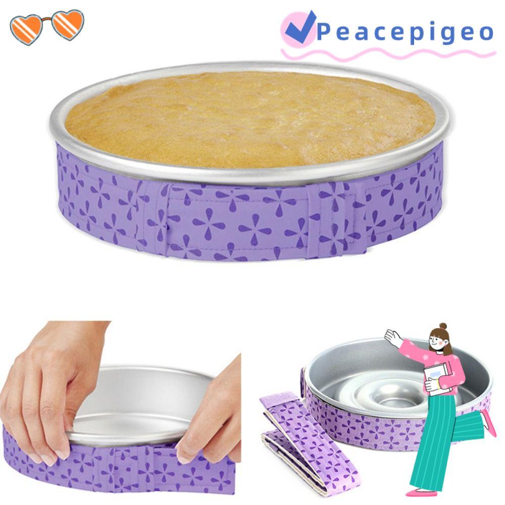 PEACEPIGEO 2/4 ชิ้น Bake Even Strip, สีม่วงผ้าถาดอบสายรัดป้องกัน, แผ่นอบ Bakware ป้องกันการเสียรูปกระทะเค้กแถบเบเกอรี่แม่พิมพ์เค้ก