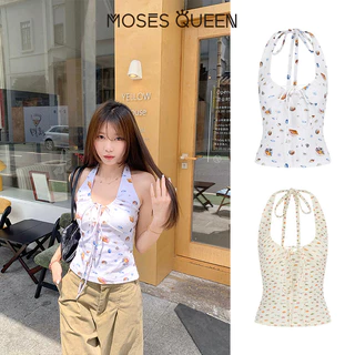 MOSESQUEEN สาวเซ็กซี่ล้วนๆลดอายุและพิมพ์เปลือกเปลือยออกแบบที่ไม่มีสายหนังคล้องคอไม่มีสายหนังเปลือยแจ๊กเก็ตฤดูร้อนสําหรับผู้หญิง #63886