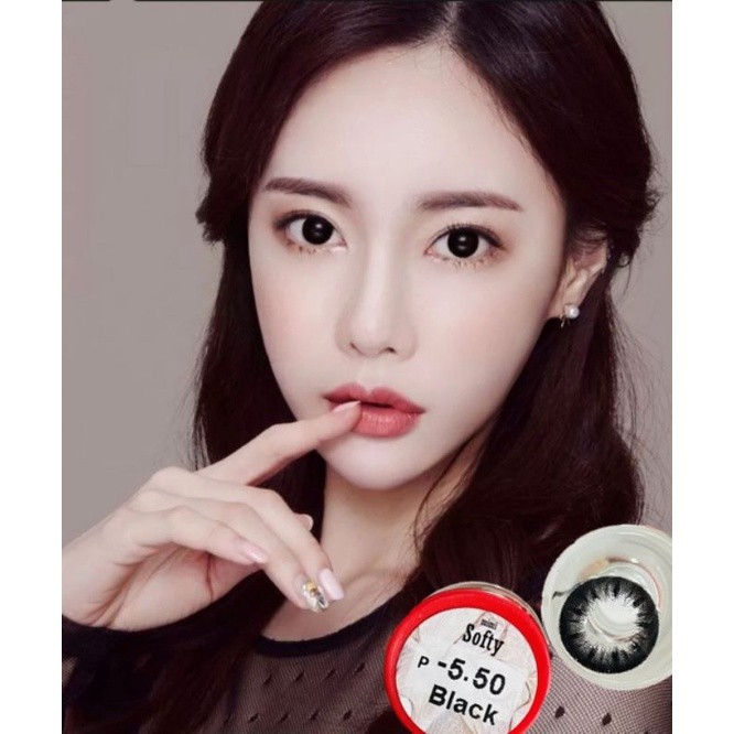 คอนแทคเลนส์ รุ่น Mini ขนาด S สีดำ Black มีค่าสายตา (0.00)-(-10.00) ของแท้