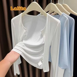 ส่งไวจากไทย เสื้อคาร์ดิแกนแจ็คเก็ตบางเสื้อผ้าป้องกันแสงแดดผ้าคลุมไหล่ผู้หญิง สไตล์ใหม่🍒Lalita