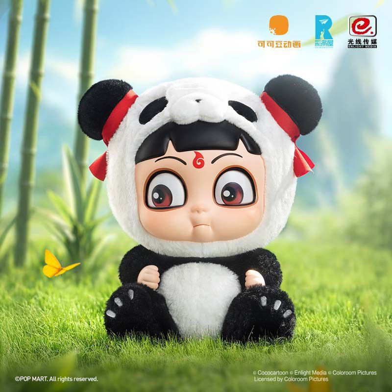 P POPMART POPMART Panda Nezhas Demon Boy Haunted Sea Hug Series ตุ๊กตาหน้าไวนิล Ao Bing Nezha