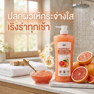 Boots Grapefruit Brightening Shower Cream 1000 ml. บู๊ทส์ เกรปฟรุต ไบรท์เทนนิ่ง ชาวเวอร์ ครีม 1000 มล.