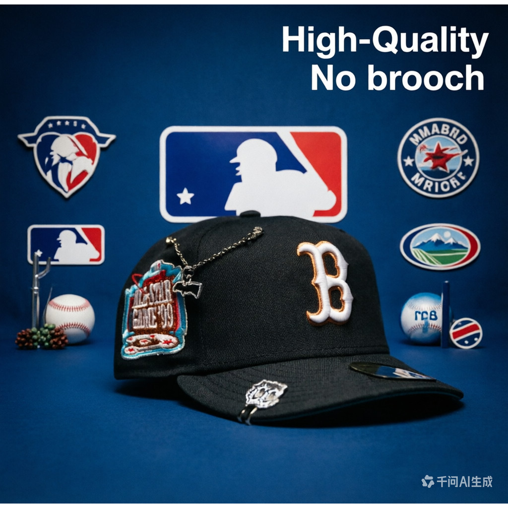 ใหม่กรกฎาคม CollectionAA คุณภาพ New Era หมวกเบสบอลแบบปรับได้, 9FIFTY BLACK BOSTON RED SOX W/ ALL STA