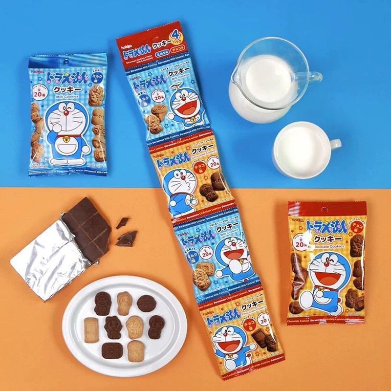 ขนมเด็กนําเข้าจากญี่ปุ่น Hokka Hokka Confectionery Doraemon Milk/ช็อกโกแลตบิสกิต 60g7/11/2