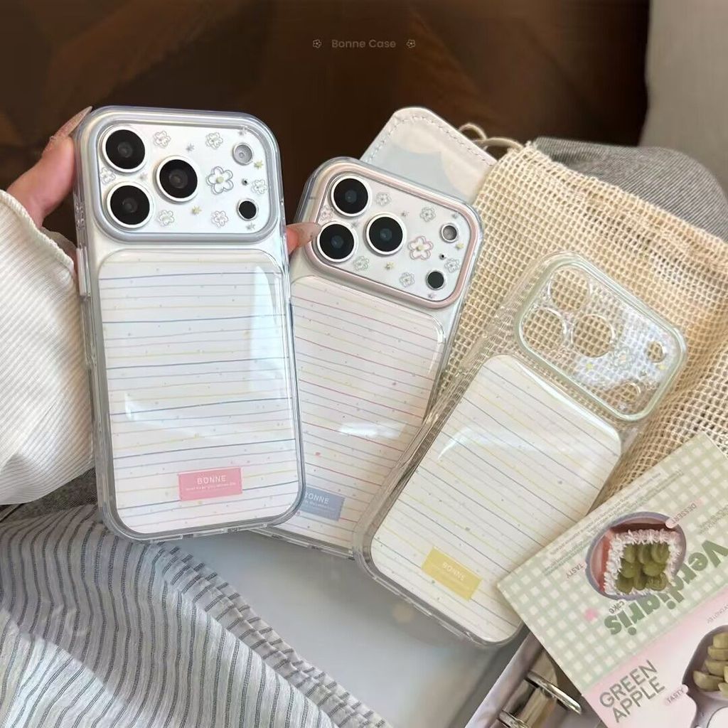 เคสโทรศัพท์ เหมาะสําหรับ iPhone 11 12 13 14 15 16 17 Pro max Plus สีชมพูลวดตะกั่วดอกไม้ Shock-proof 