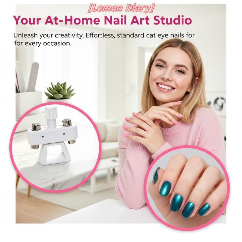 แอลดี| Cat Eye Nail เครื่องมือแม่เหล็ก 1 ชิ้น Gyroscope แก้วลูกปัดออกแบบทนทานสําหรับ Home Salon เล็บ DIY ใหม่