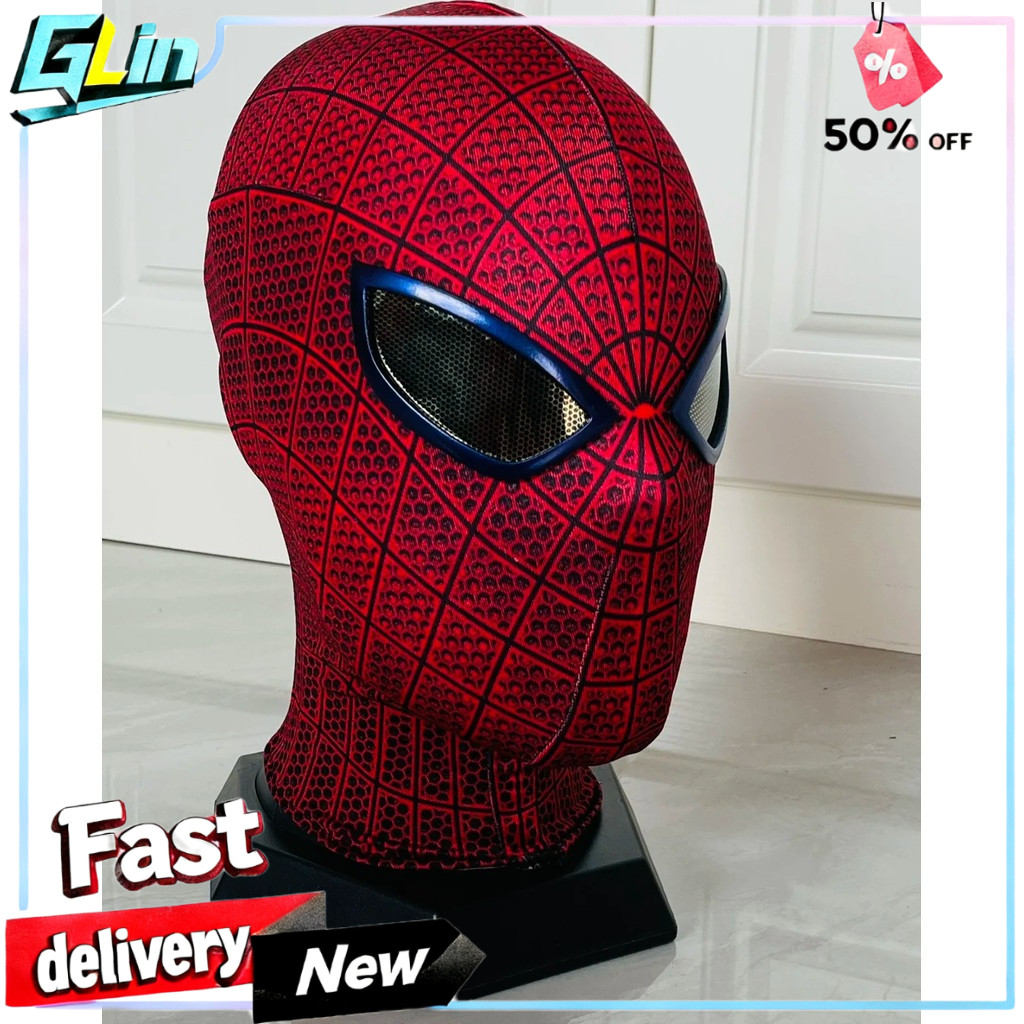 The Amazing Spider Man 1 แม่เหล็กติดเลนส์ตา Handmade หน้ากากภาพยนตร์ที่ถูกต้องผู้ใหญ่คอสเพลย์เครื่องแต่งกายหมวก Prop