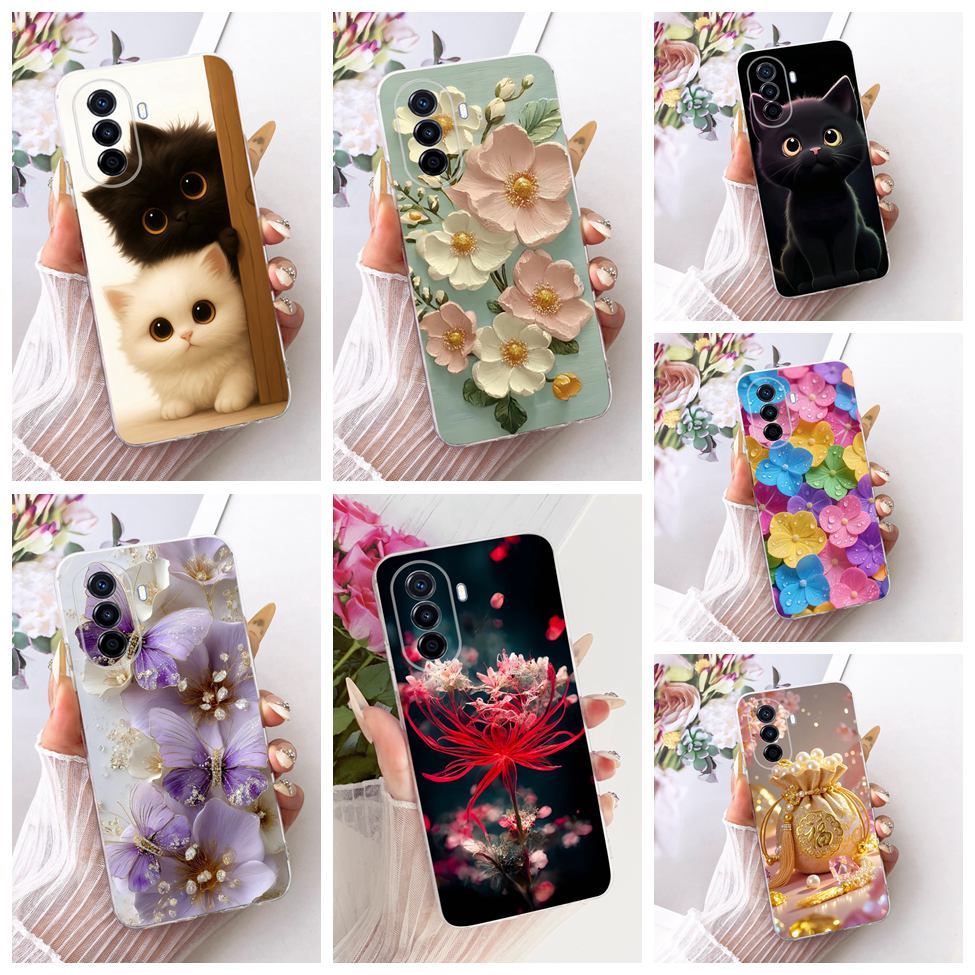 สําหรับ Huawei Nova Y70 Y70Plus กรณีใสแฟชั่นผีเสื้อน่ารักตลกทาสีปลอกสําหรับ Huawei Nova Y70 Plus
